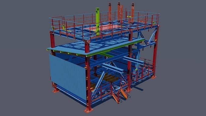 Steel service building 3D model