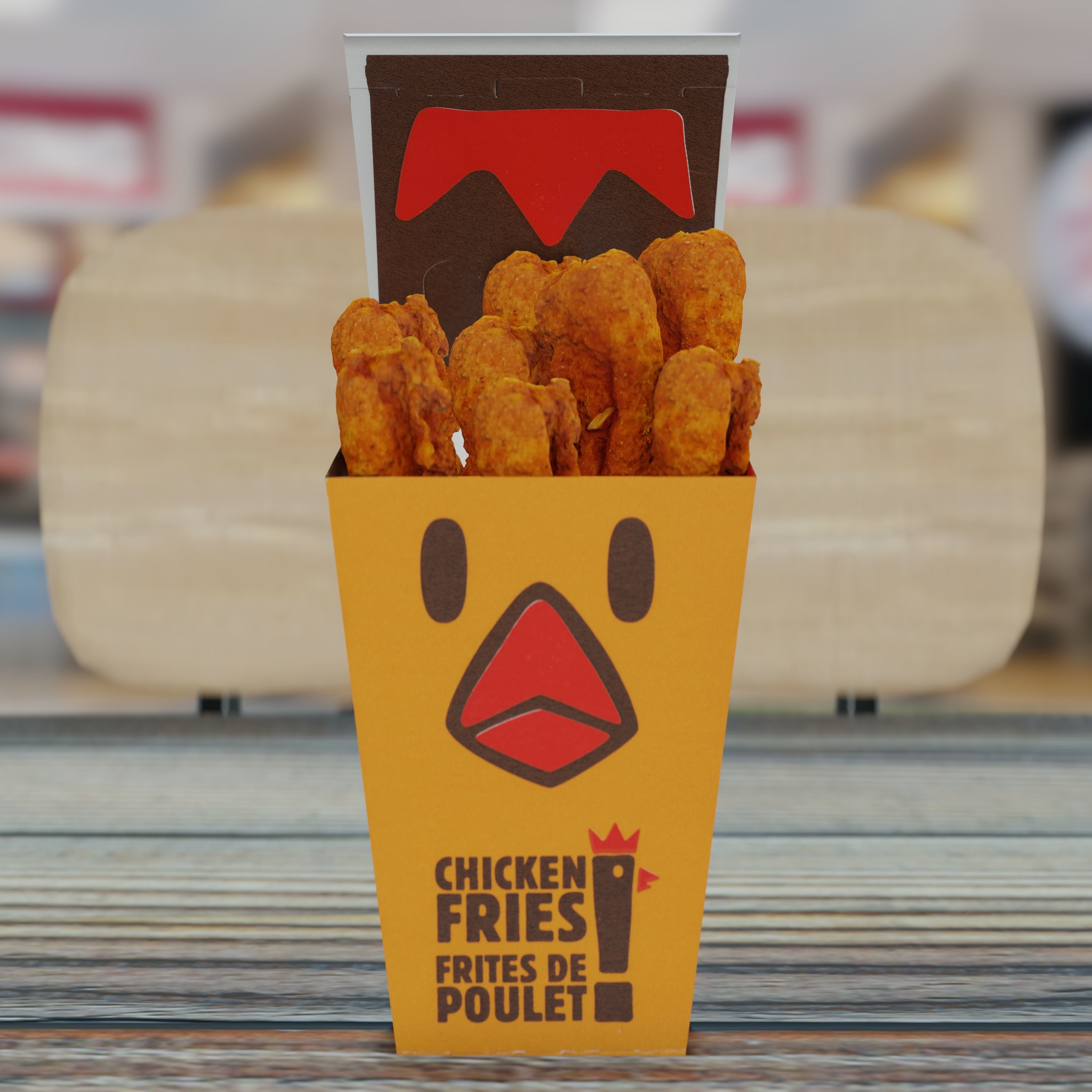 Burger King Chicken Fries Photorealistic Low Poly PBR Low-poly 3D model_16