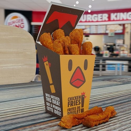 Burger King Chicken Fries Photorealistic Low Poly PBR Low-poly 3D model 4