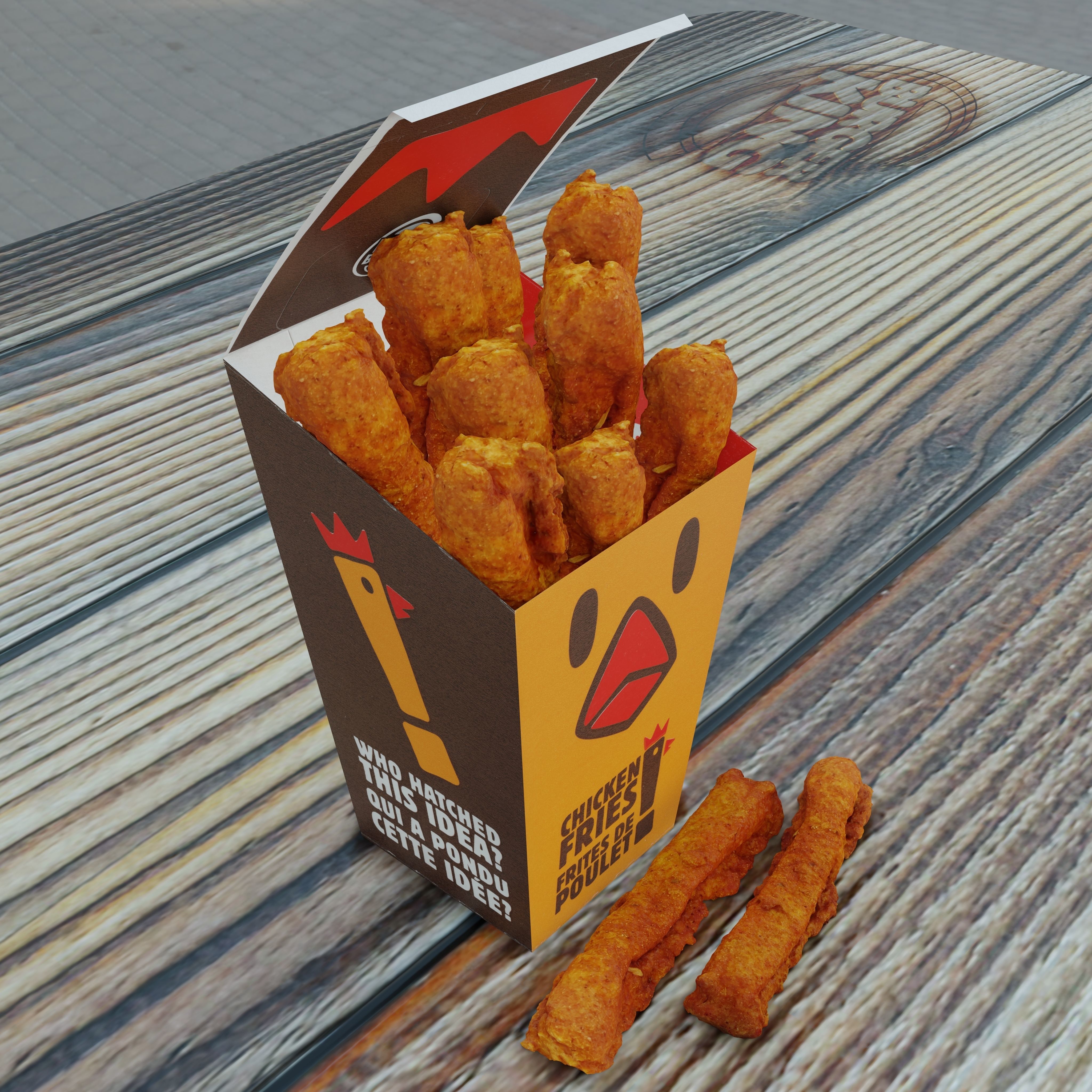 Burger King Chicken Fries Photorealistic Low Poly PBR Low-poly 3D model_5