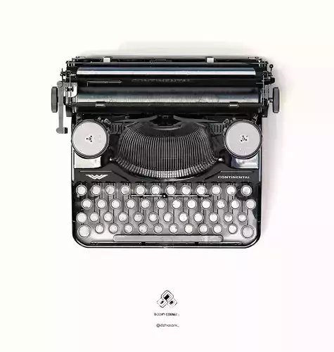Typewriter Continental 340       3D PBR model    3ds-FBX-OBJ 