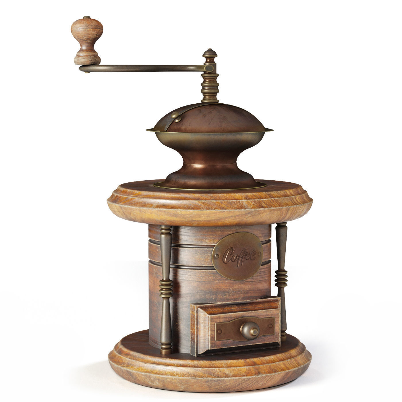 Coffee set grinder 3D model_1