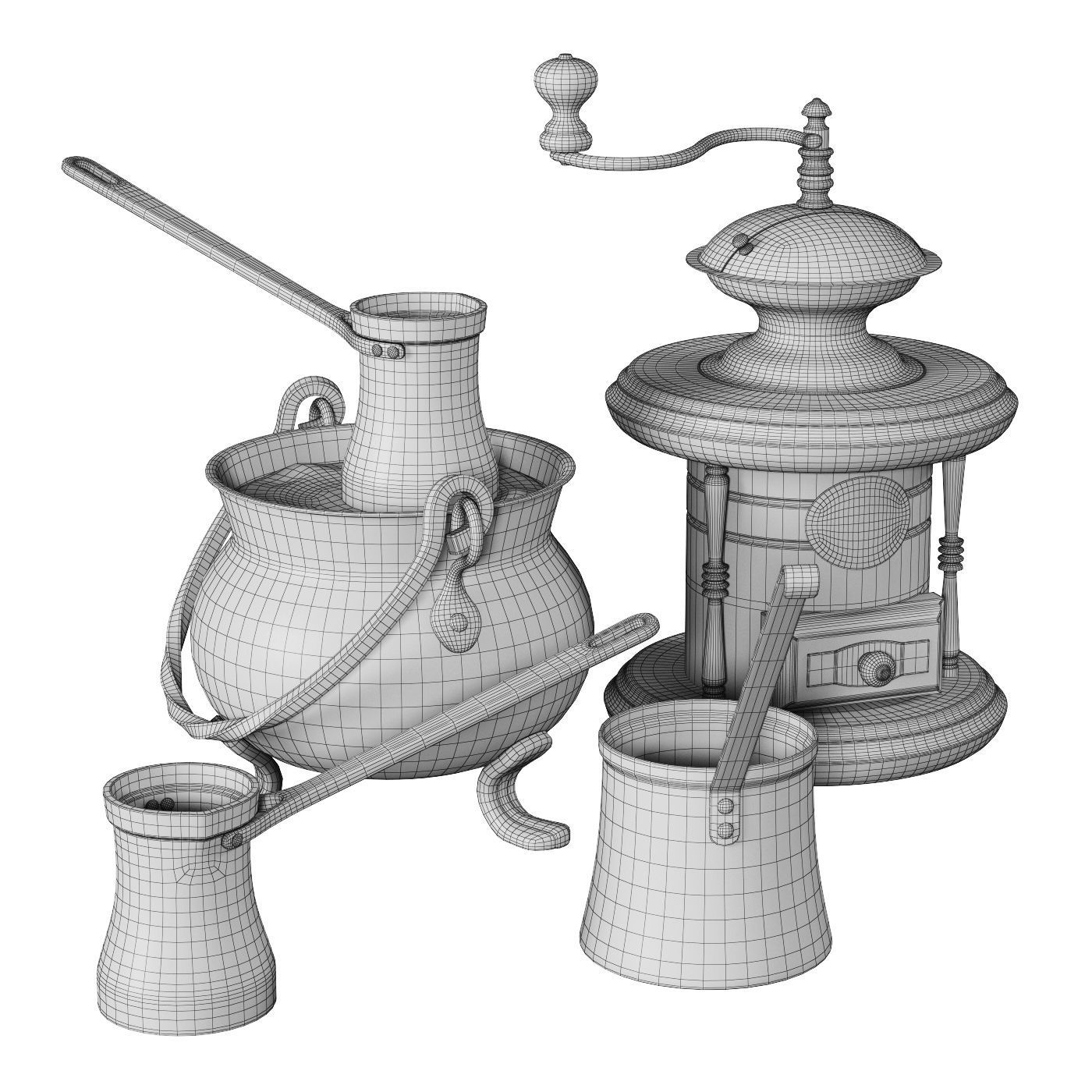 Coffee set grinder 3D model_6