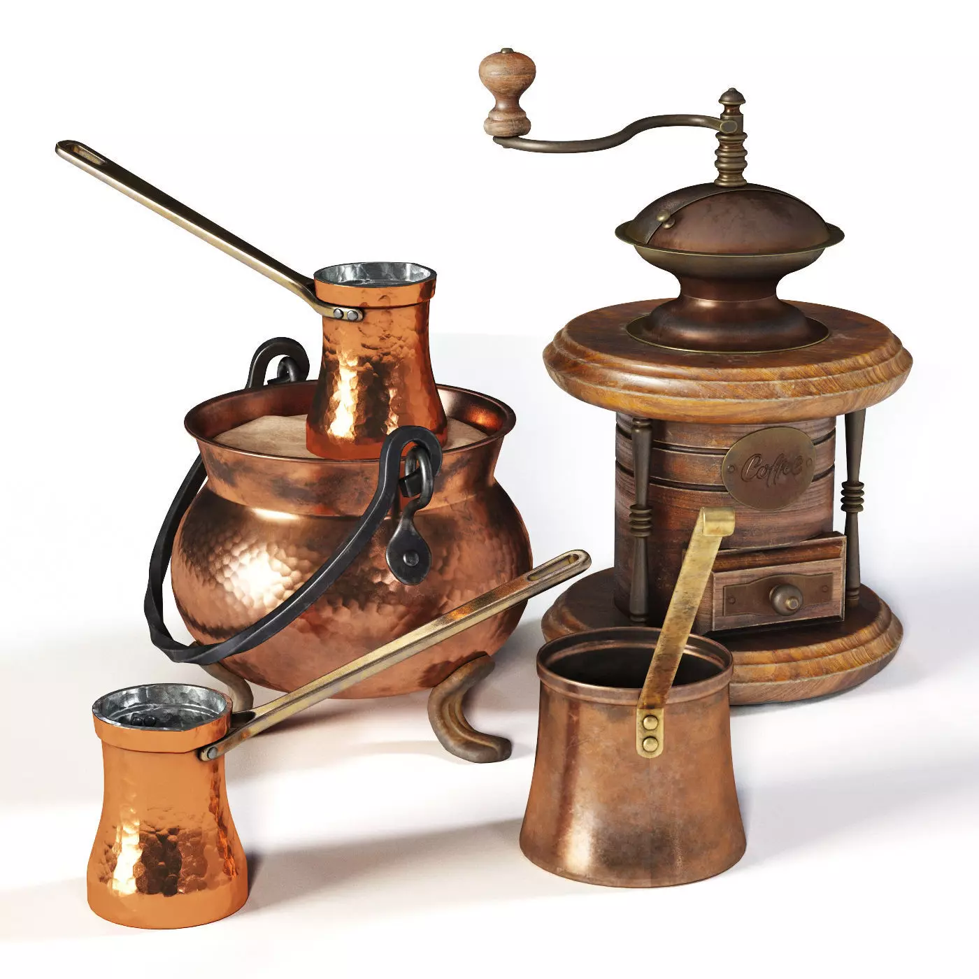 Coffee set grinder 3D model_0