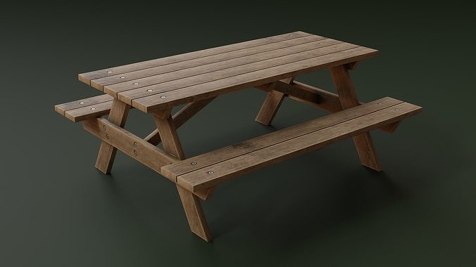 Picnic Table Low-poly 3D model