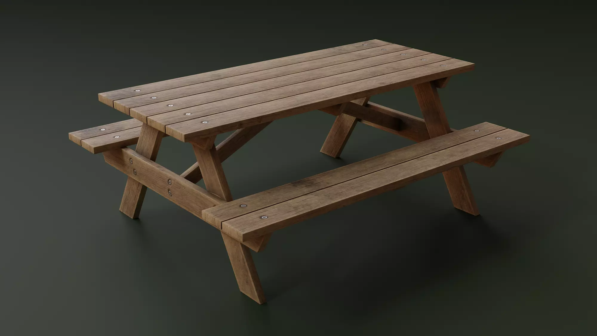 Picnic Table Low-poly 3D model_0