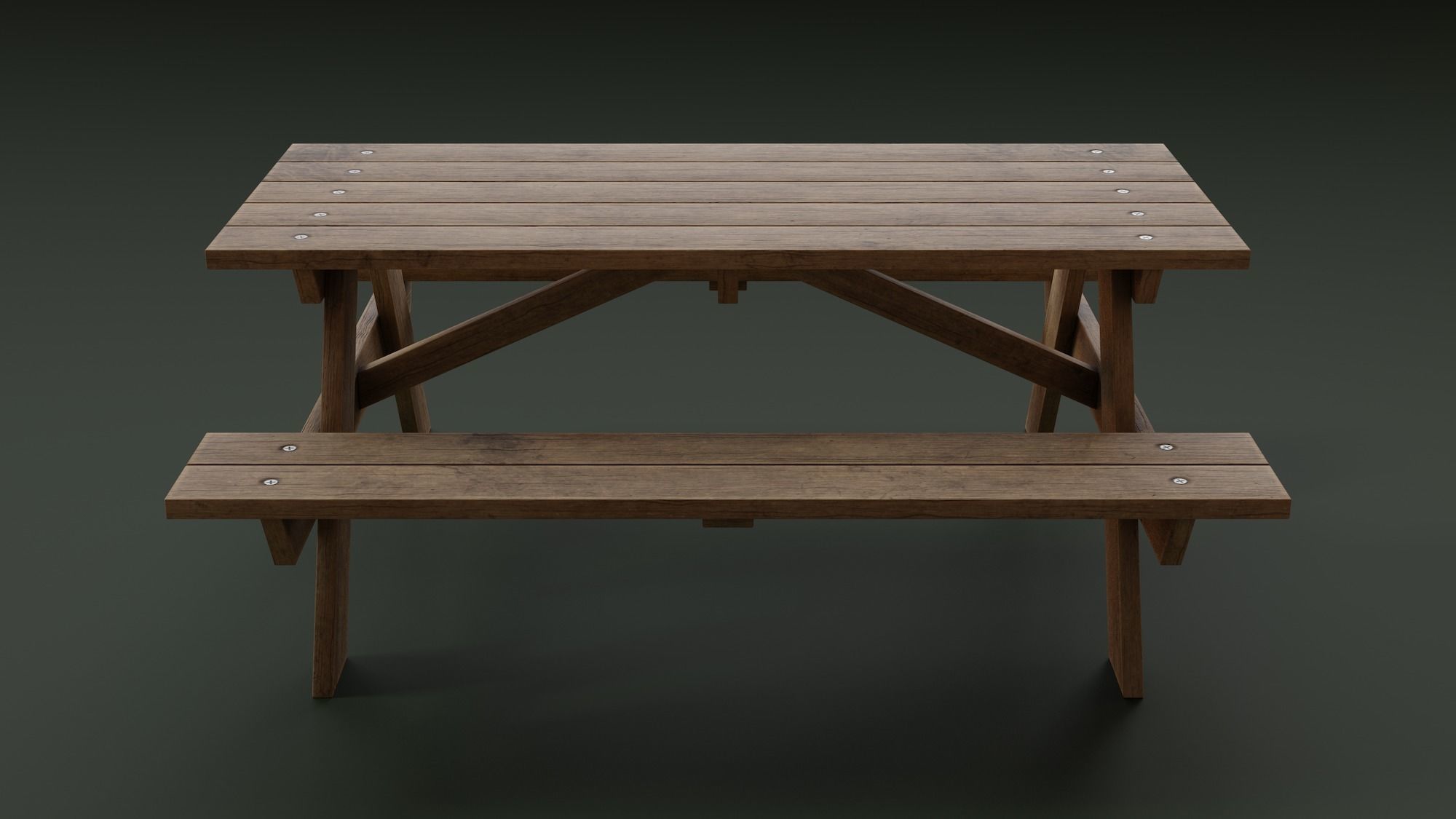 Picnic Table Low-poly 3D model_2