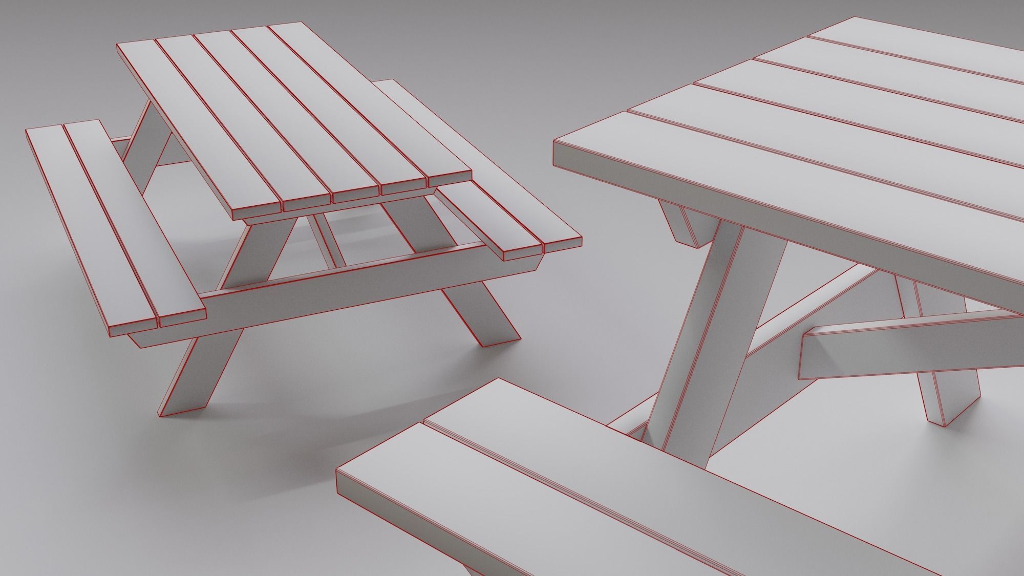 Picnic Table Low-poly 3D model_5