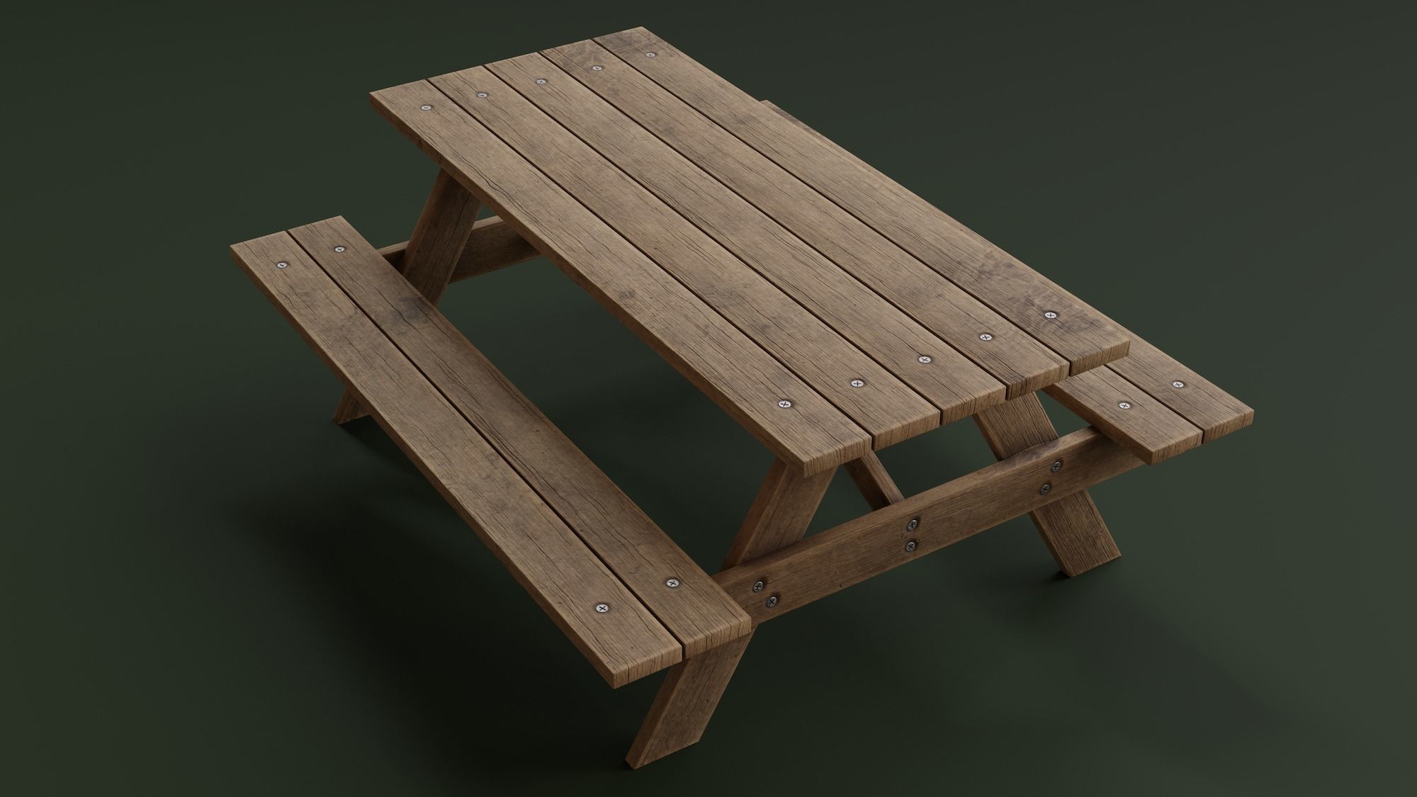 Picnic Table Low-poly 3D model_3
