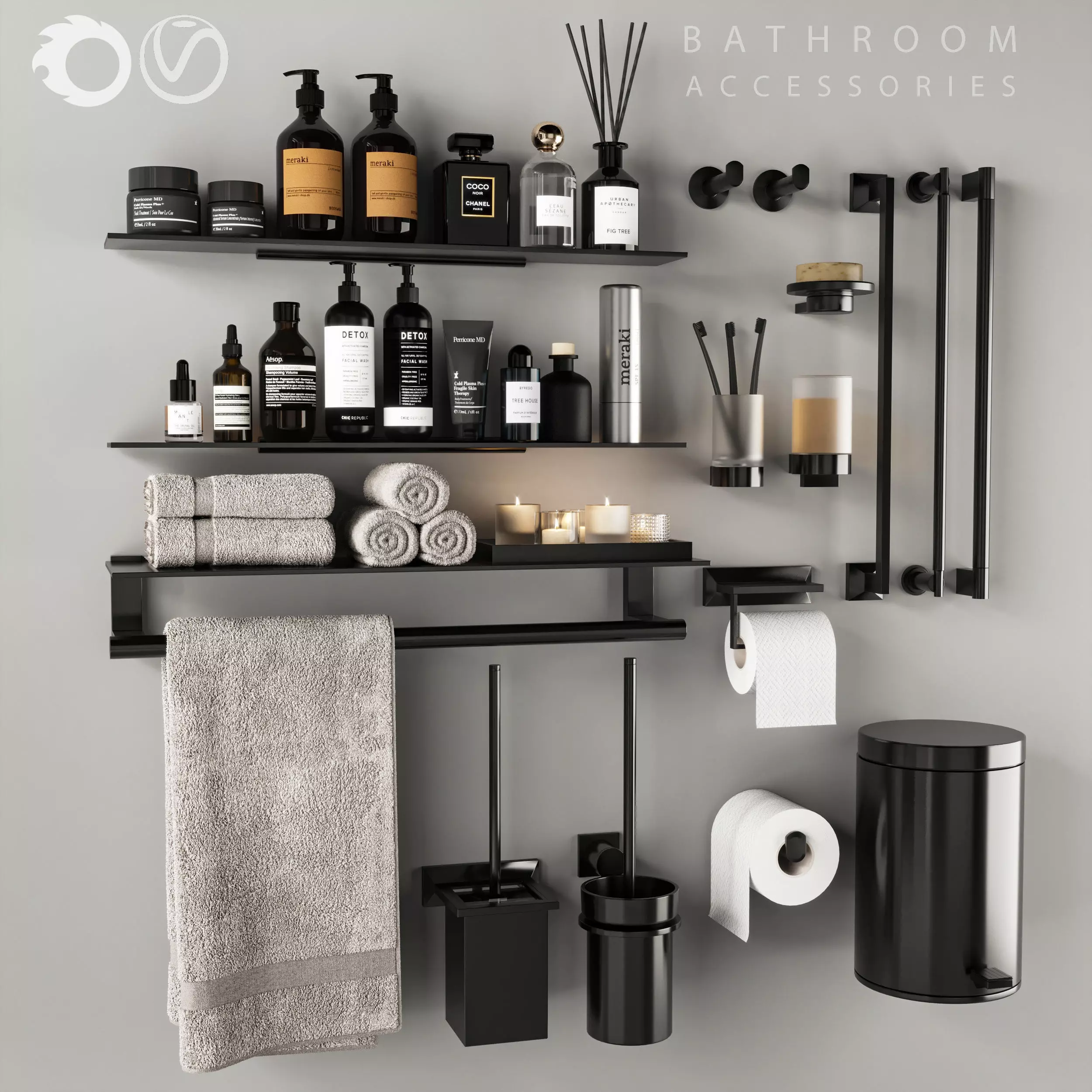 Bathroom accessories 3D model_0