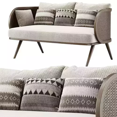 Victoria wooden rattan loveseat VA30 