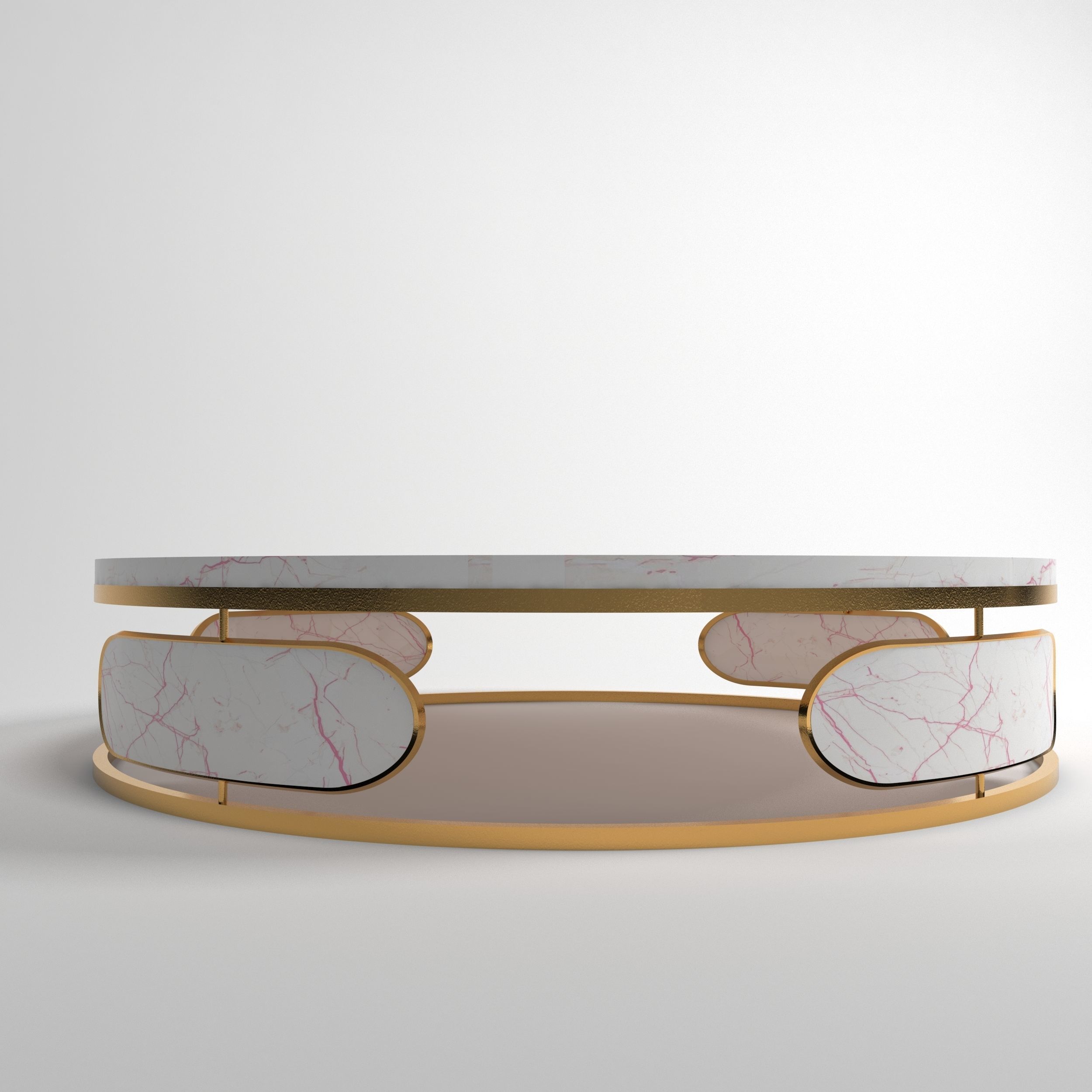 table 3d model gold and marble side Free low-poly 3D model_2