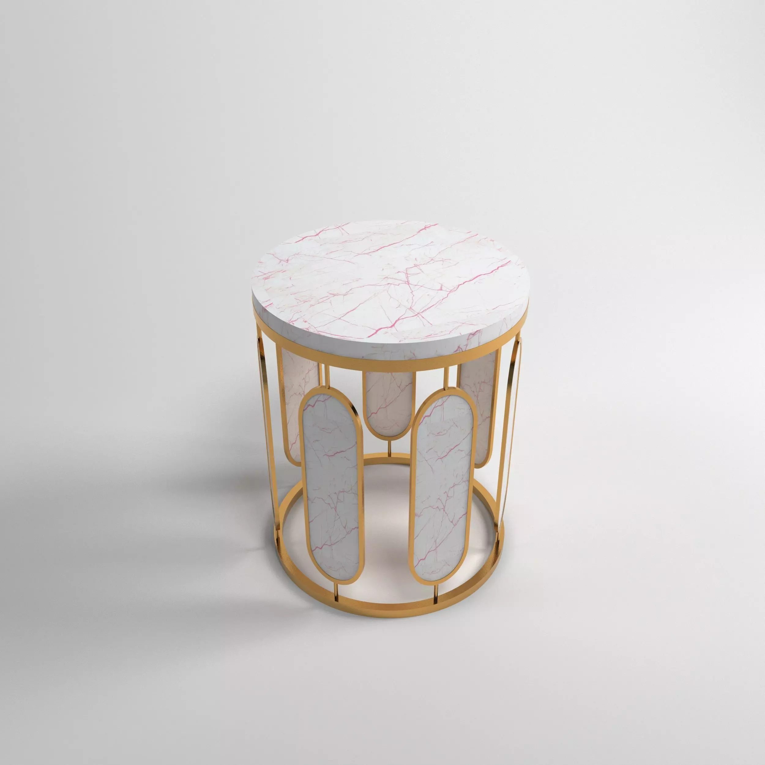 table 3d model gold and marble side Free low-poly 3D model_0