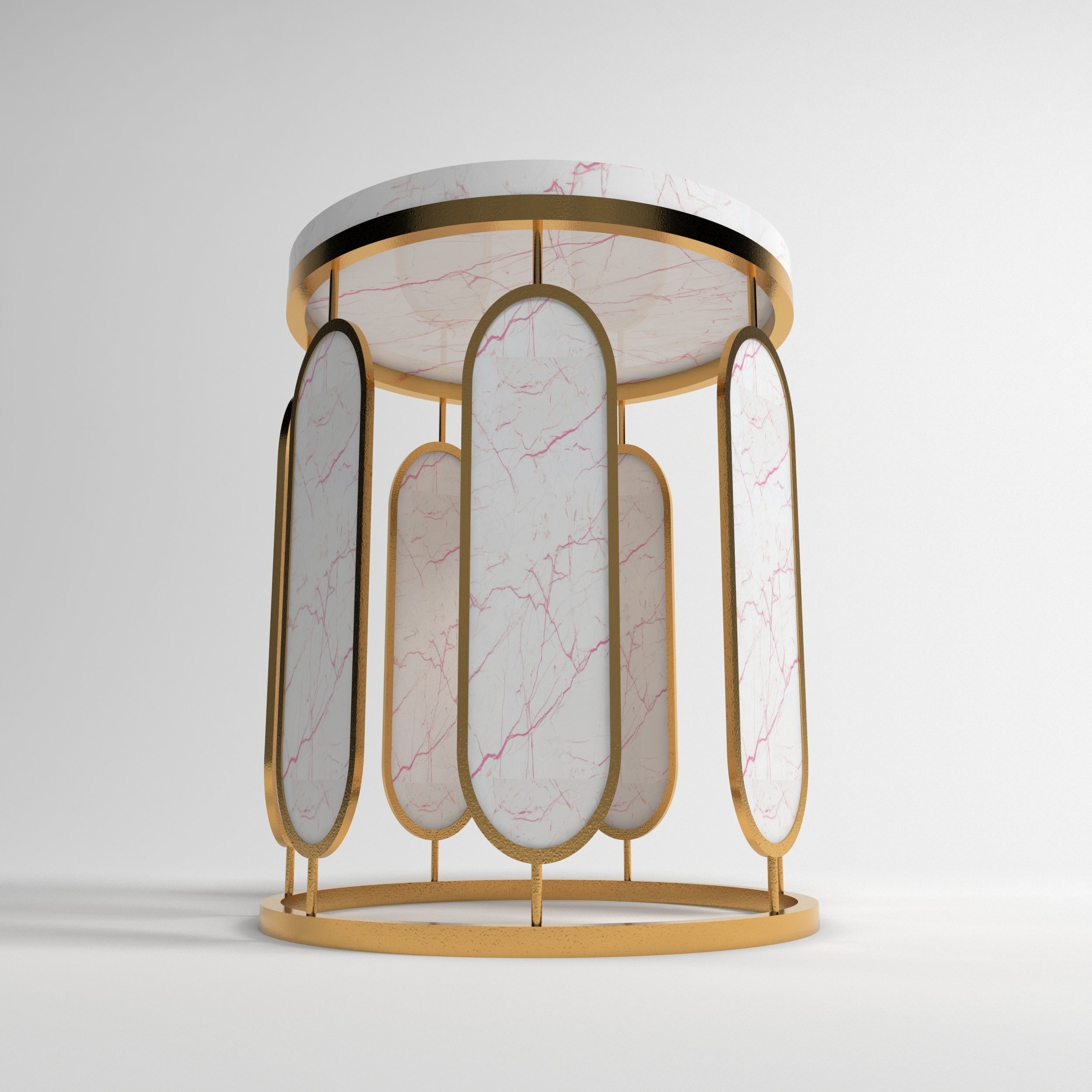 table 3d model gold and marble side Free low-poly 3D model_4