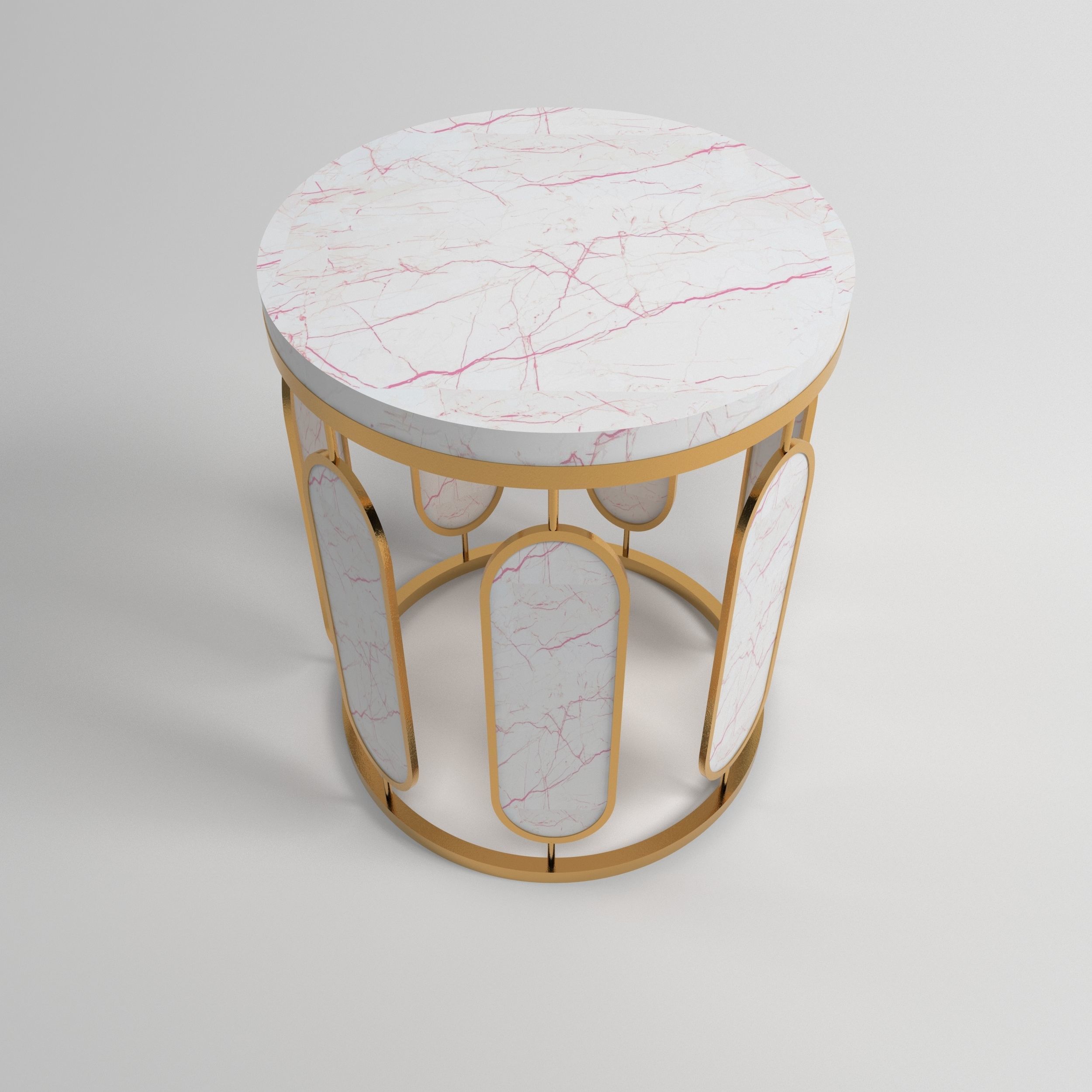 table 3d model gold and marble side Free low-poly 3D model_1