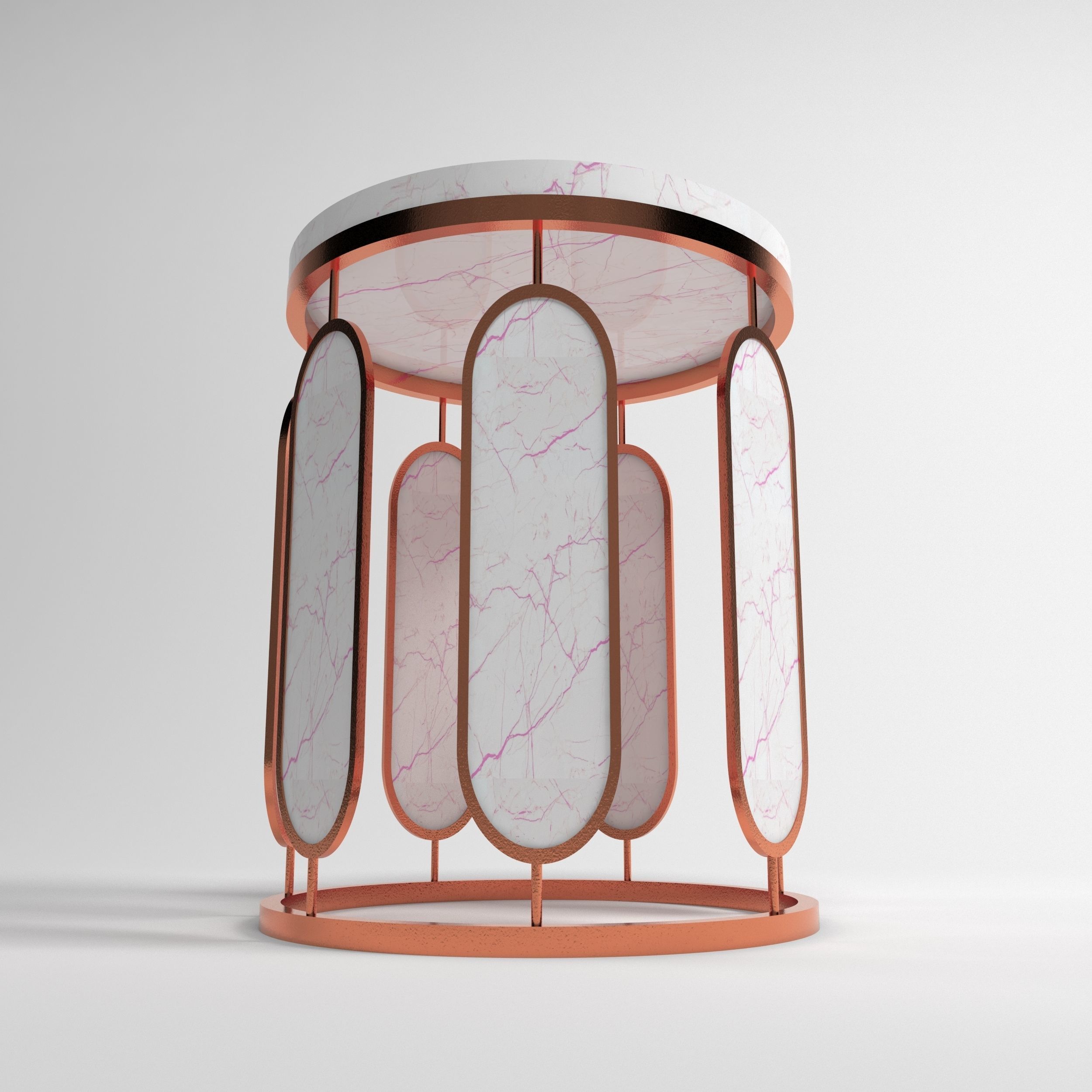 table 3d model gold and marble side Free low-poly 3D model_5
