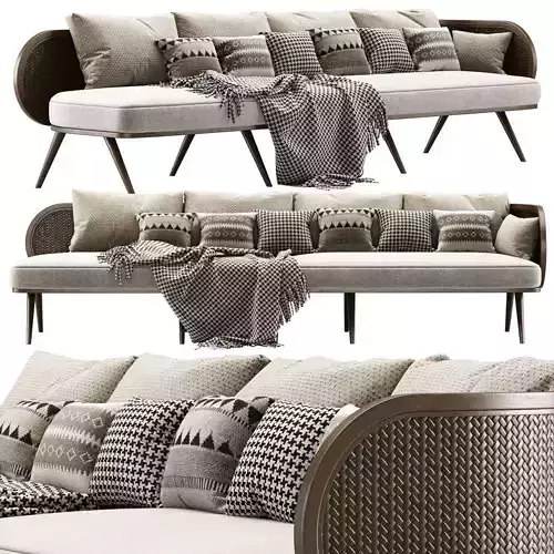 Victoria large wooden rattan sofa VA30 