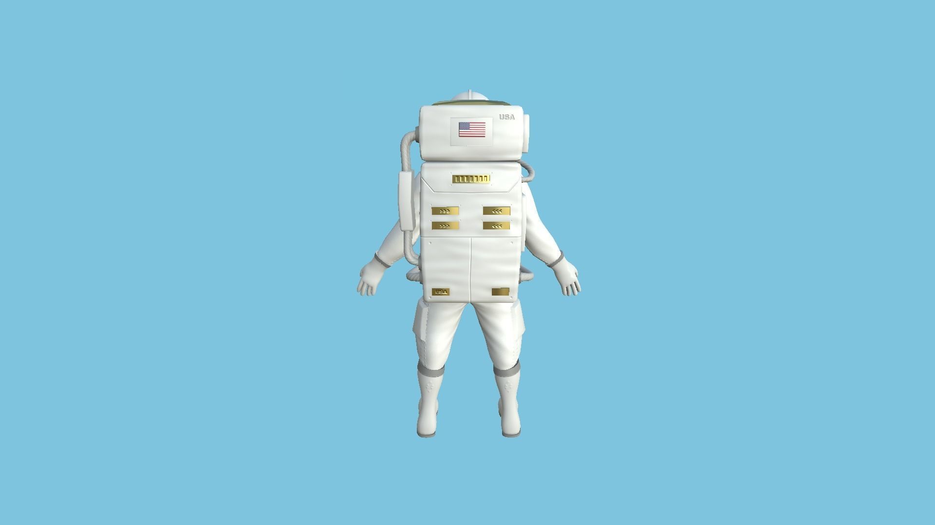 Astronaut Outfit 01 - White USA - Character Design Fashion Low-poly 3D model_3