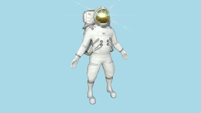 Astronaut Outfit 01 - White USA - Character Design Fashion Low-poly 3D model