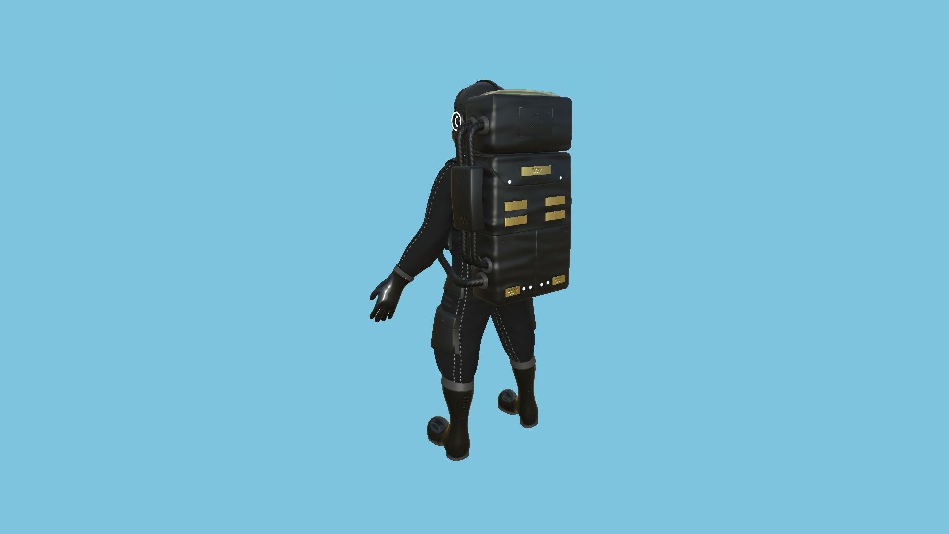 Astronaut Outfit 02 - Black - Character Design Fashion Low-poly 3D model_2