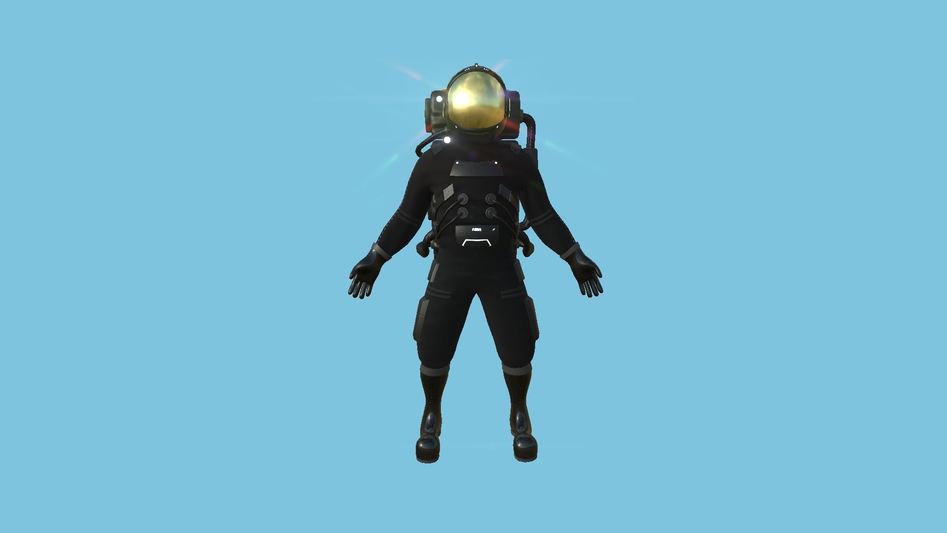 Astronaut Outfit 02 - Black - Character Design Fashion Low-poly 3D model_1