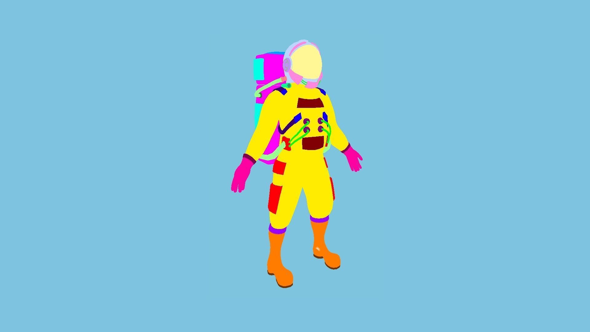 Astronaut Outfit 02 - Black - Character Design Fashion Low-poly 3D model_17