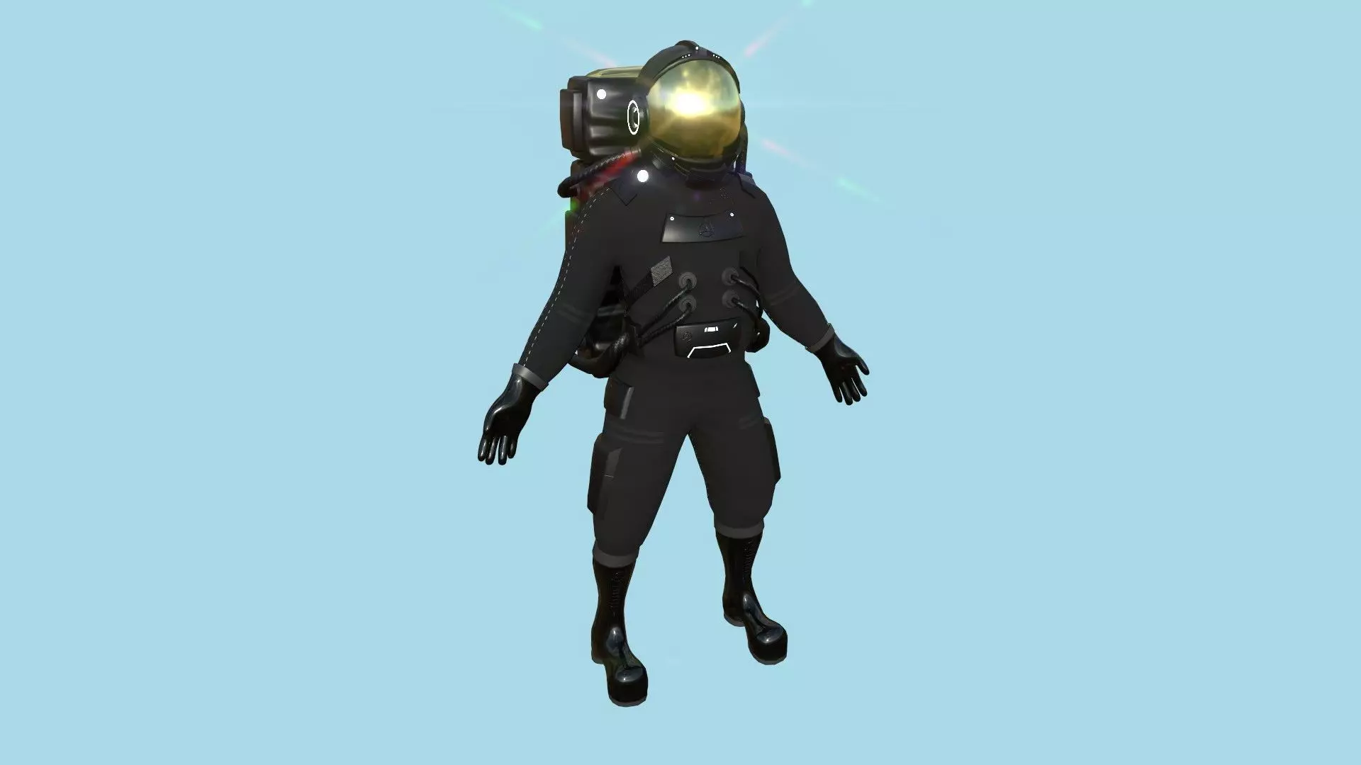 Astronaut Outfit 02 - Black - Character Design Fashion Low-poly 3D model_0