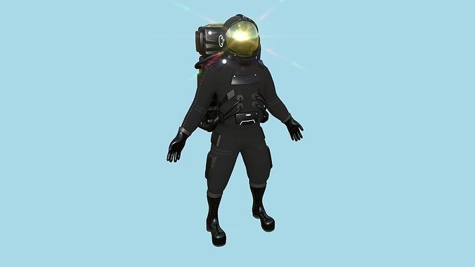 Astronaut Outfit 02 - Black - Character Design Fashion Low-poly 3D model