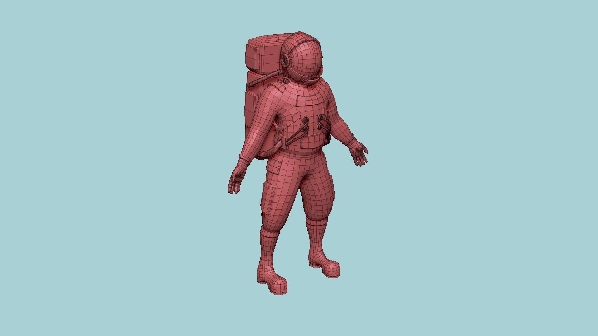 Astronaut Outfit 03 - Orange - Character Design Fashion Low-poly 3D model_14