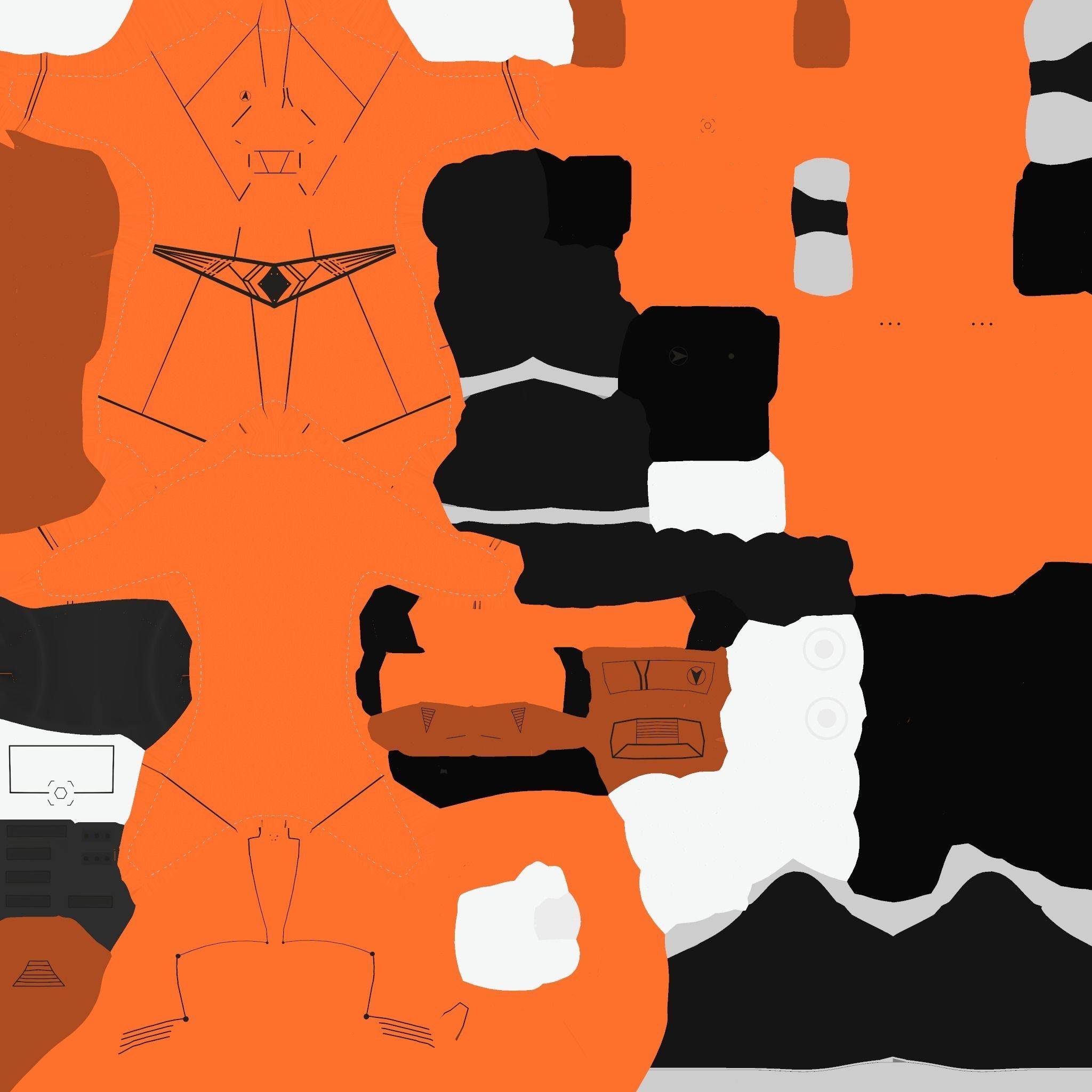 Astronaut Outfit 03 - Orange - Character Design Fashion Low-poly 3D model_18