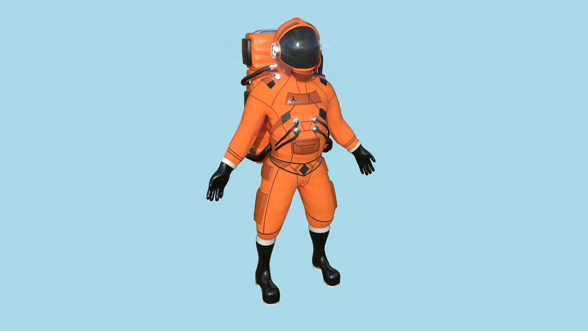 Astronaut Outfit 03 - Orange - Character Design Fashion Low-poly 3D model_0