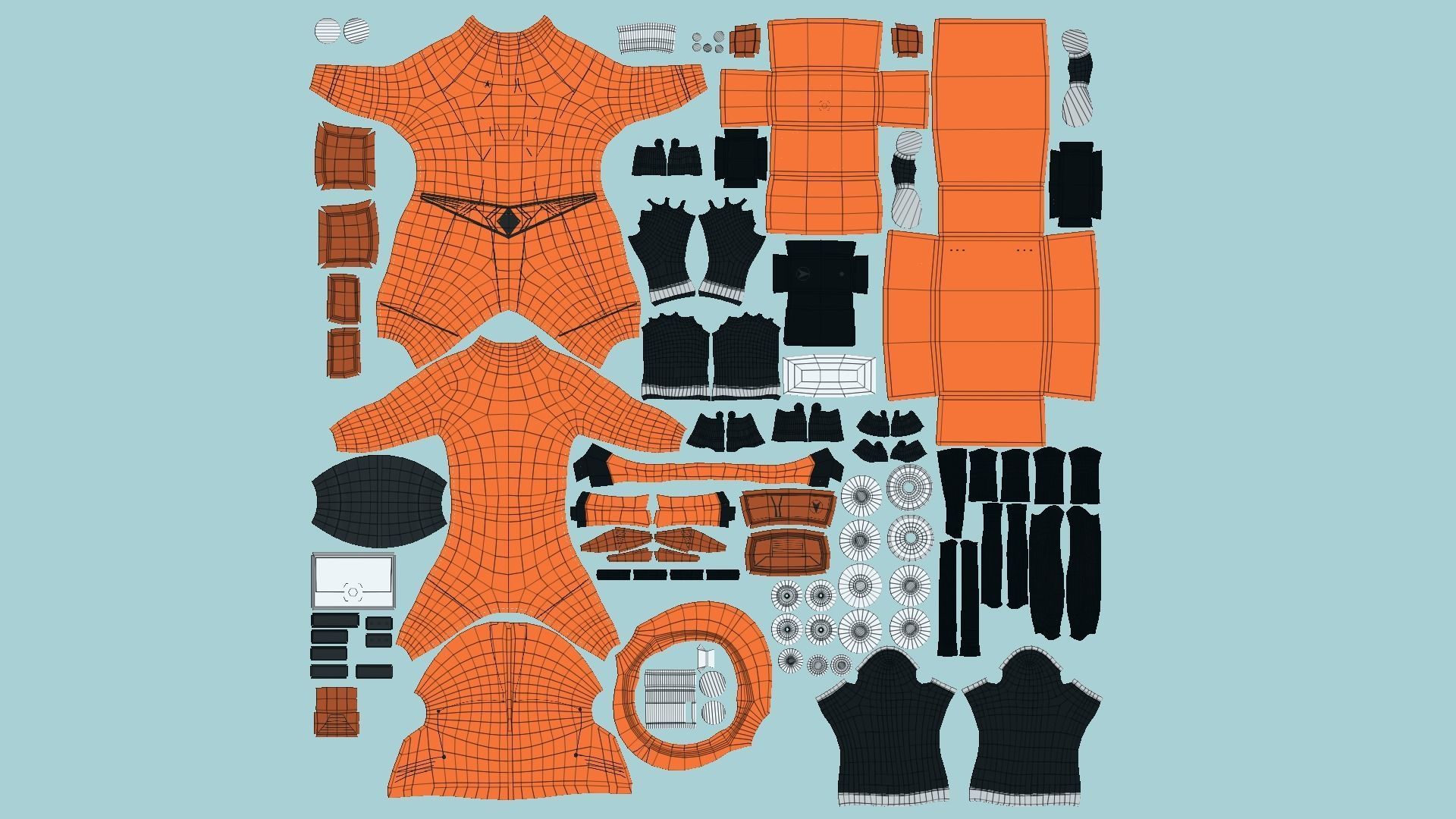 Astronaut Outfit 03 - Orange - Character Design Fashion Low-poly 3D model_5