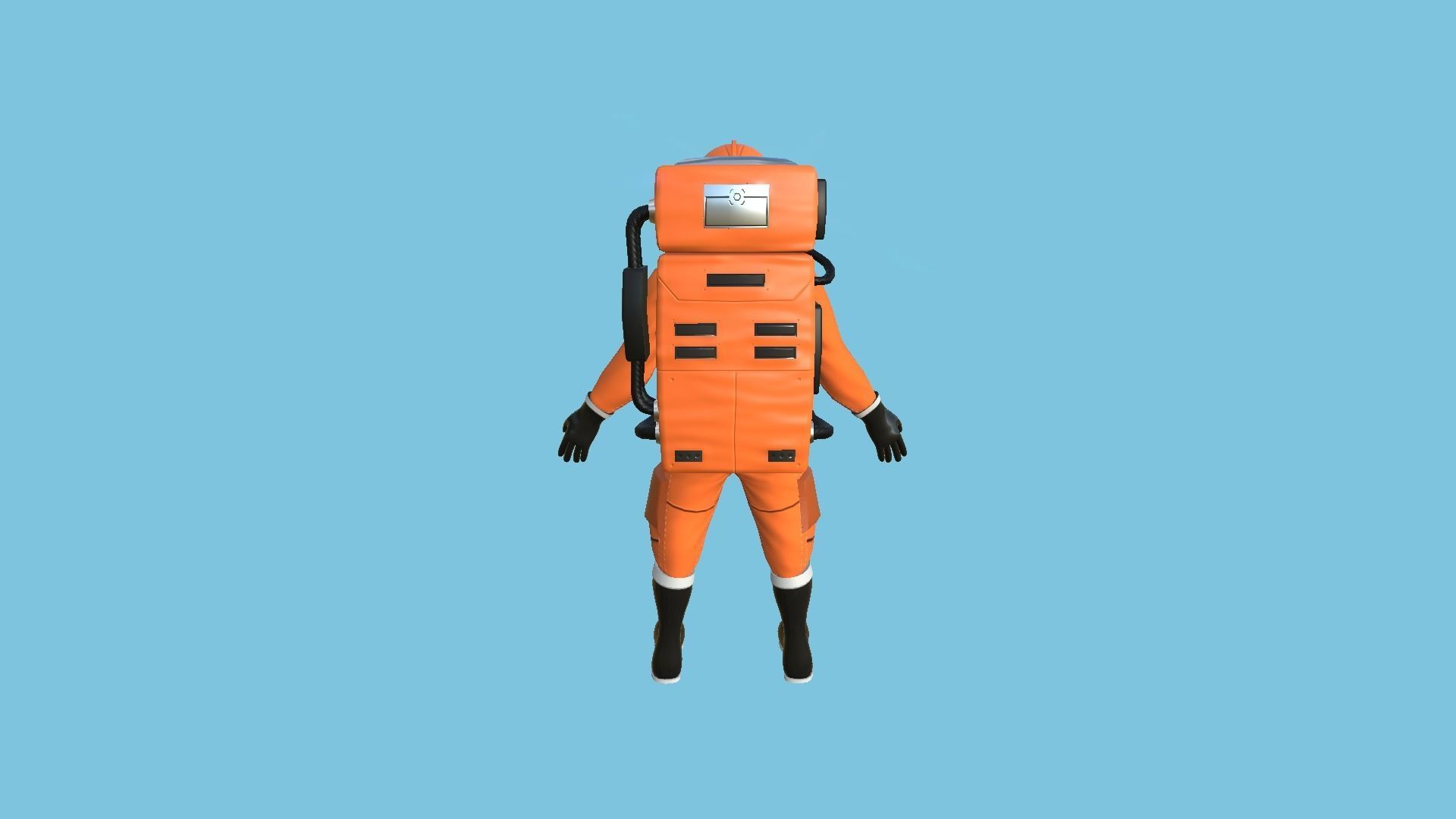 Astronaut Outfit 03 - Orange - Character Design Fashion Low-poly 3D model_3