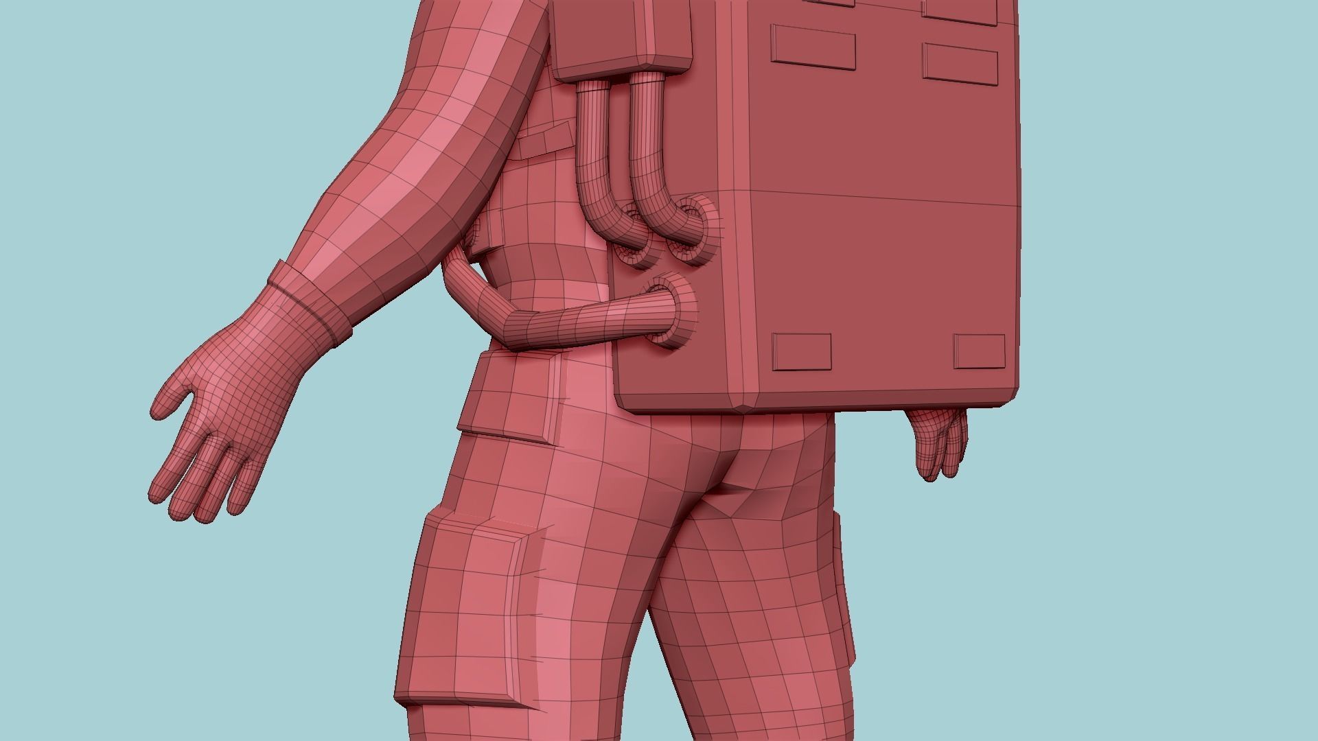 Astronaut Outfit 04 - Pink Female - Character Design Fashion Low-poly 3D model_12