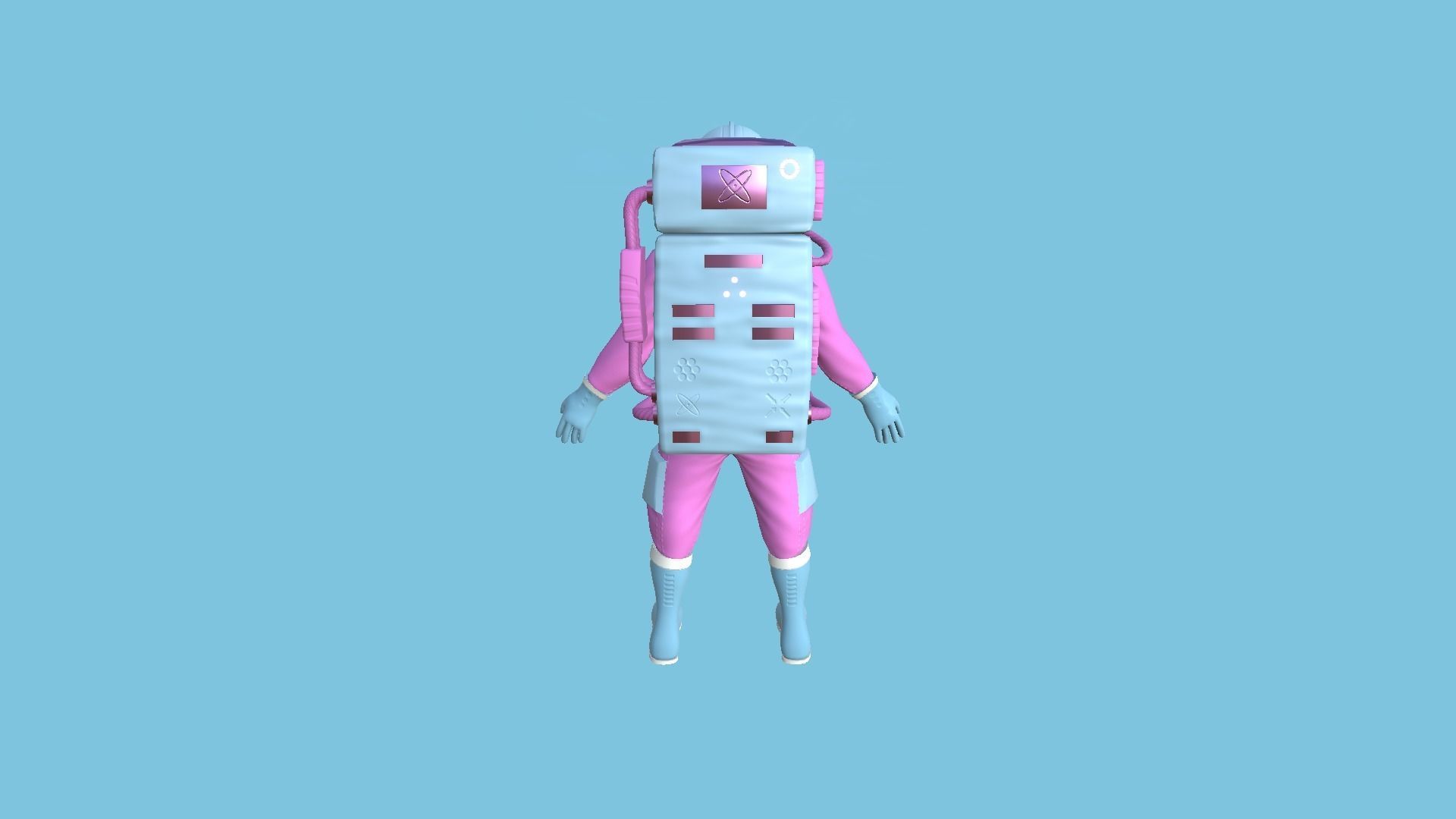 Astronaut Outfit 04 - Pink Female - Character Design Fashion Low-poly 3D model_3