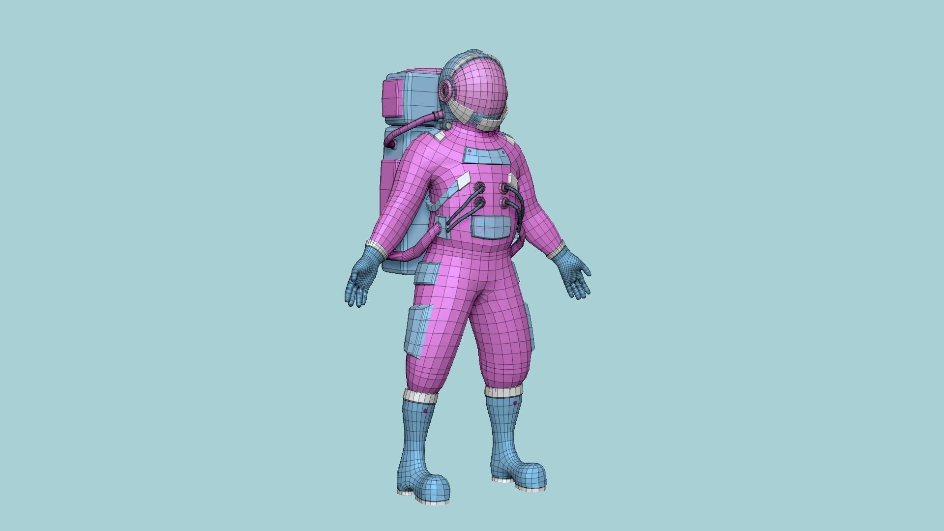 Astronaut Outfit 04 - Pink Female - Character Design Fashion Low-poly 3D model_6