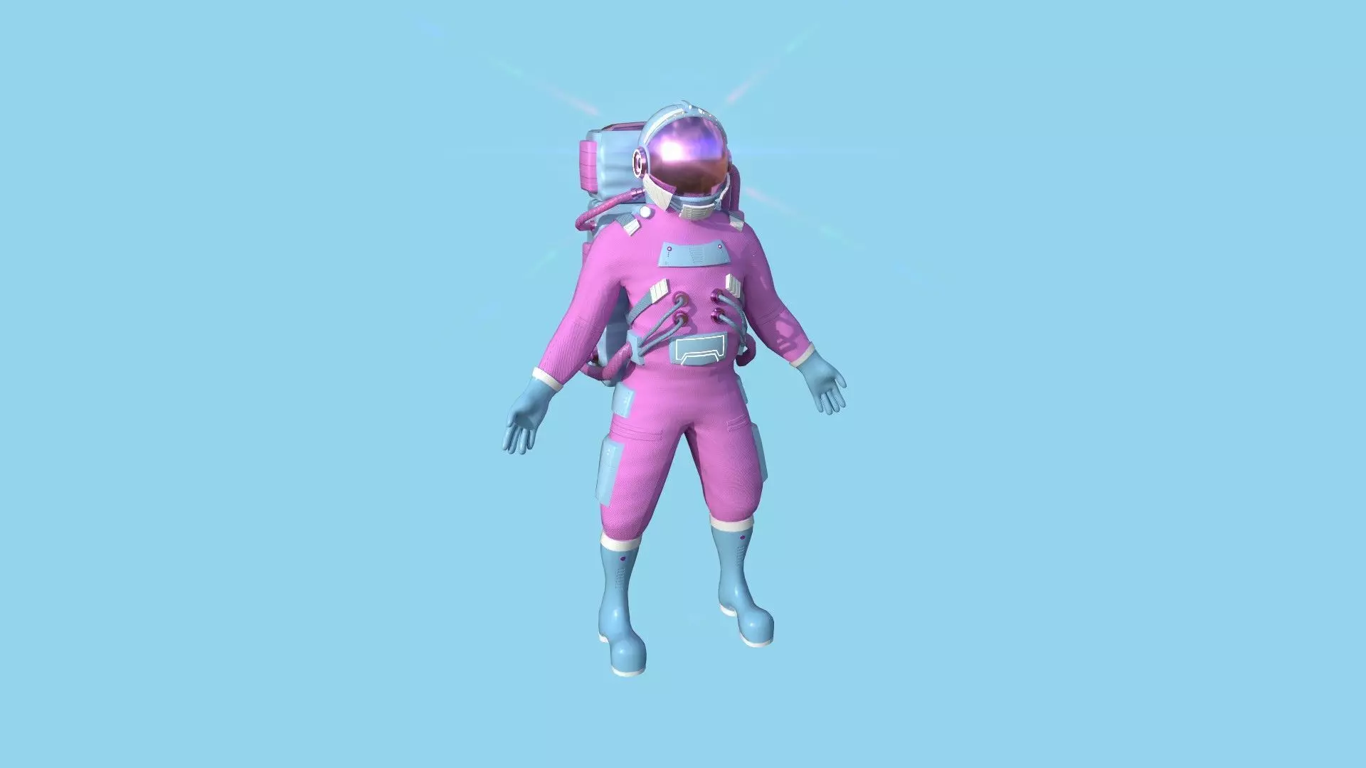 Astronaut Outfit 04 - Pink Female - Character Design Fashion Low-poly 3D model_0