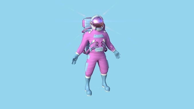 Astronaut Outfit 04 - Pink Female - Character Design Fashion Low-poly 3D model