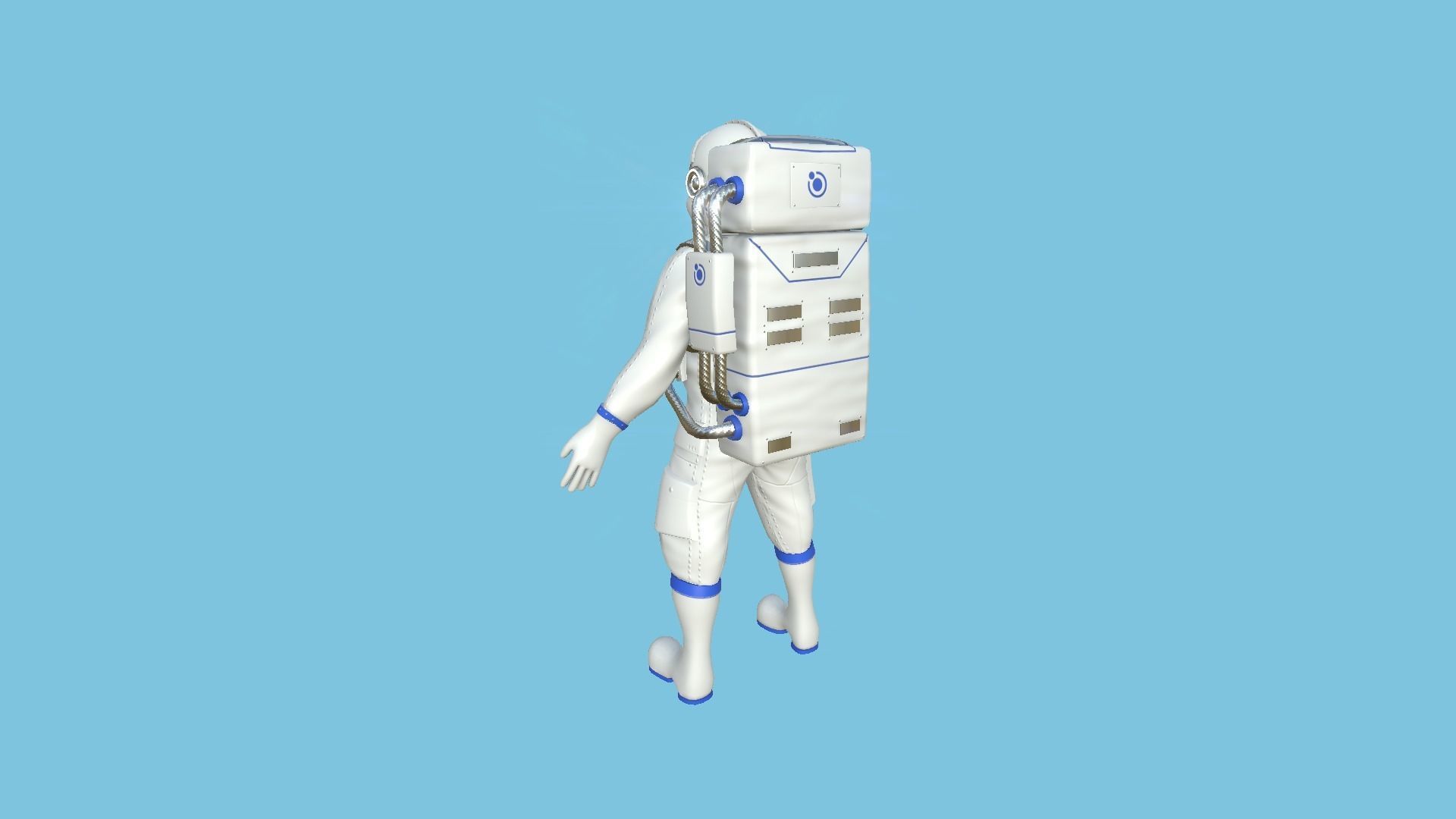 Astronaut Outfit 05 - White Blue - Character Design Fashion Low-poly 3D model_2