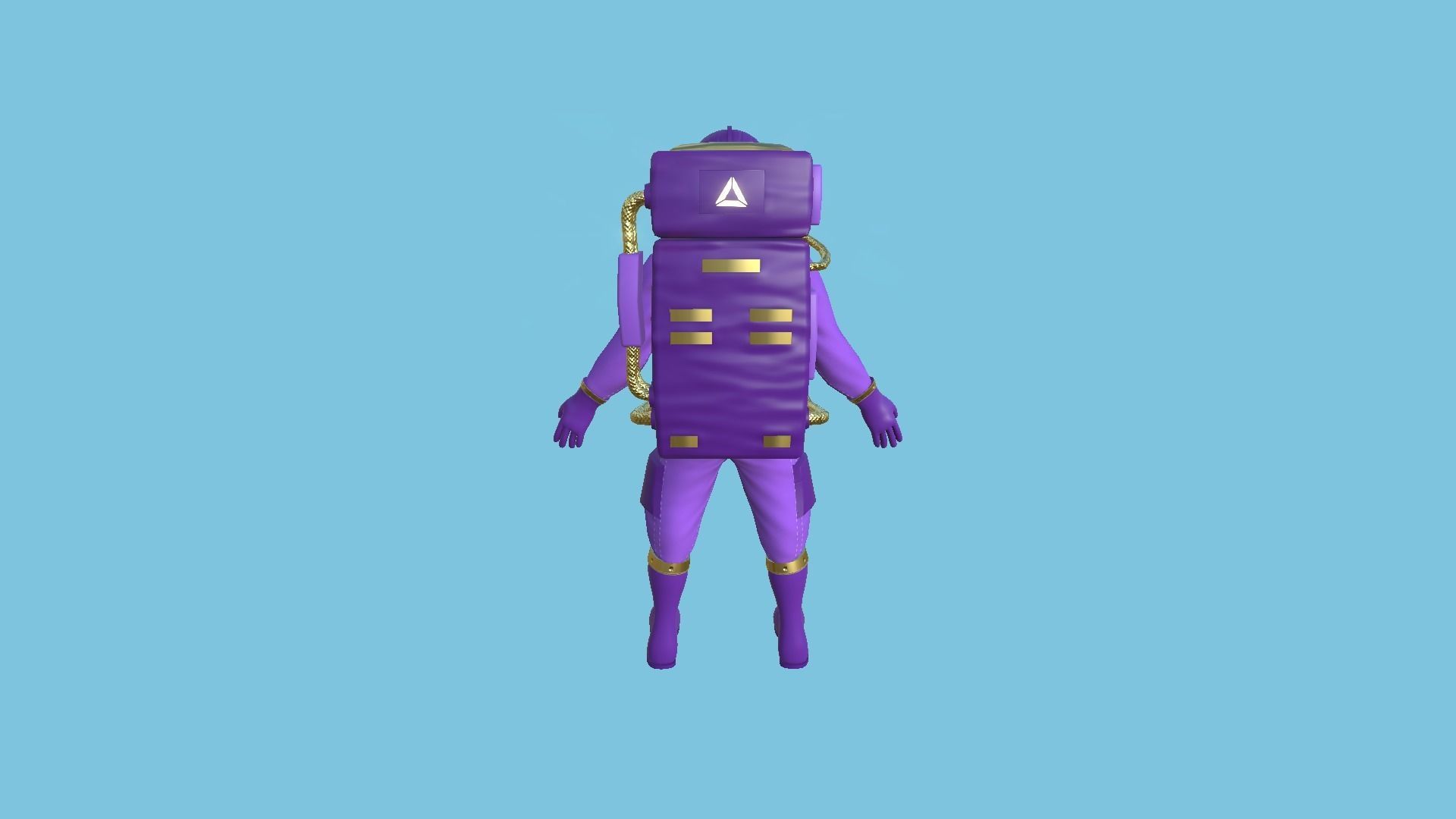 Astronaut Outfit 06 - Purple Gold - Character Design Fashion Low-poly 3D model_3