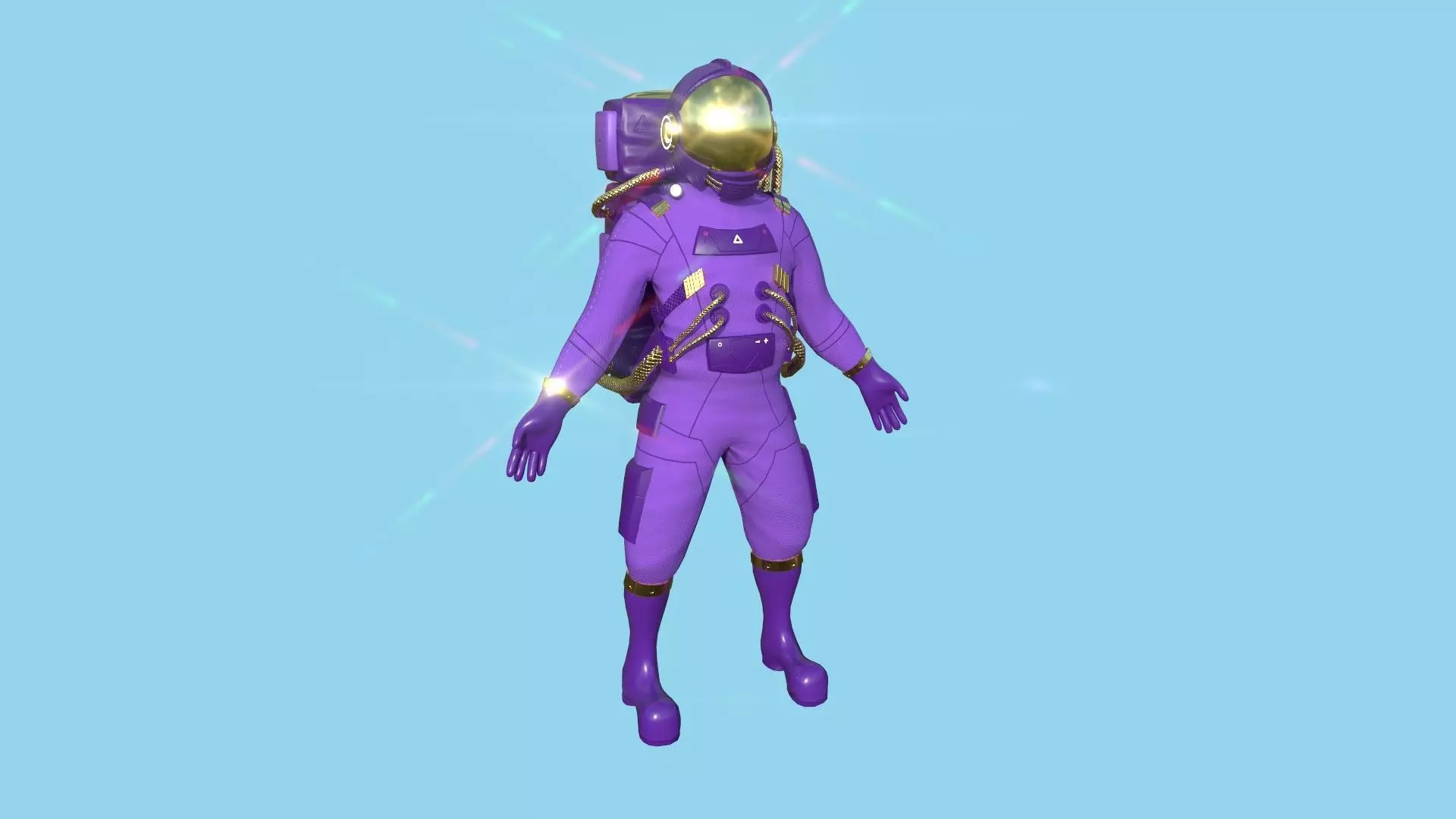 Astronaut Outfit 06 - Purple Gold - Character Design Fashion Low-poly 3D model_0