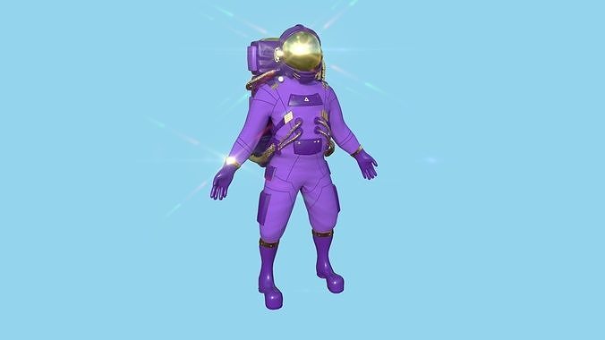 Astronaut Outfit 06 - Purple Gold - Character Design Fashion Low-poly 3D model