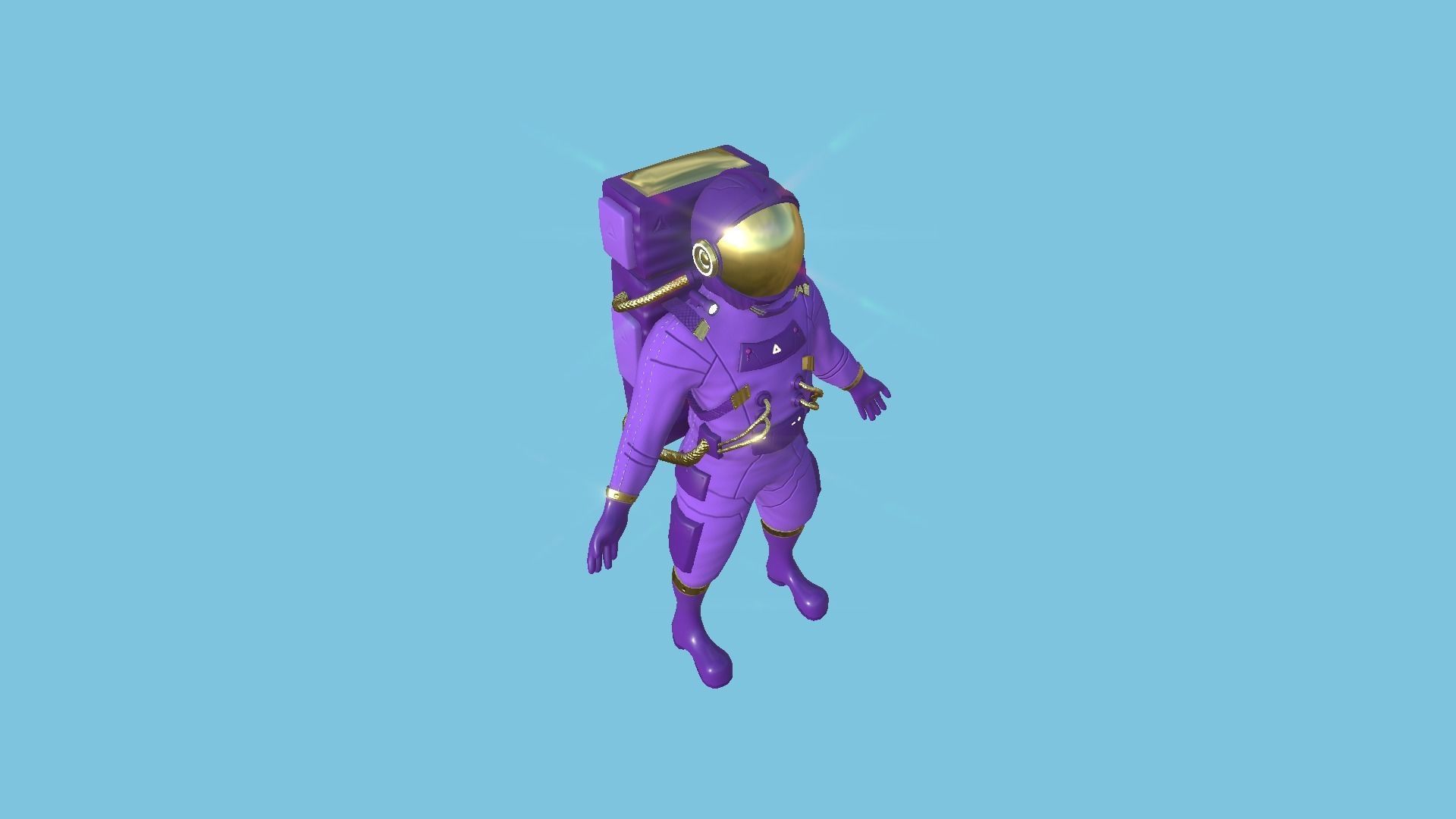 Astronaut Outfit 06 - Purple Gold - Character Design Fashion Low-poly 3D model_4