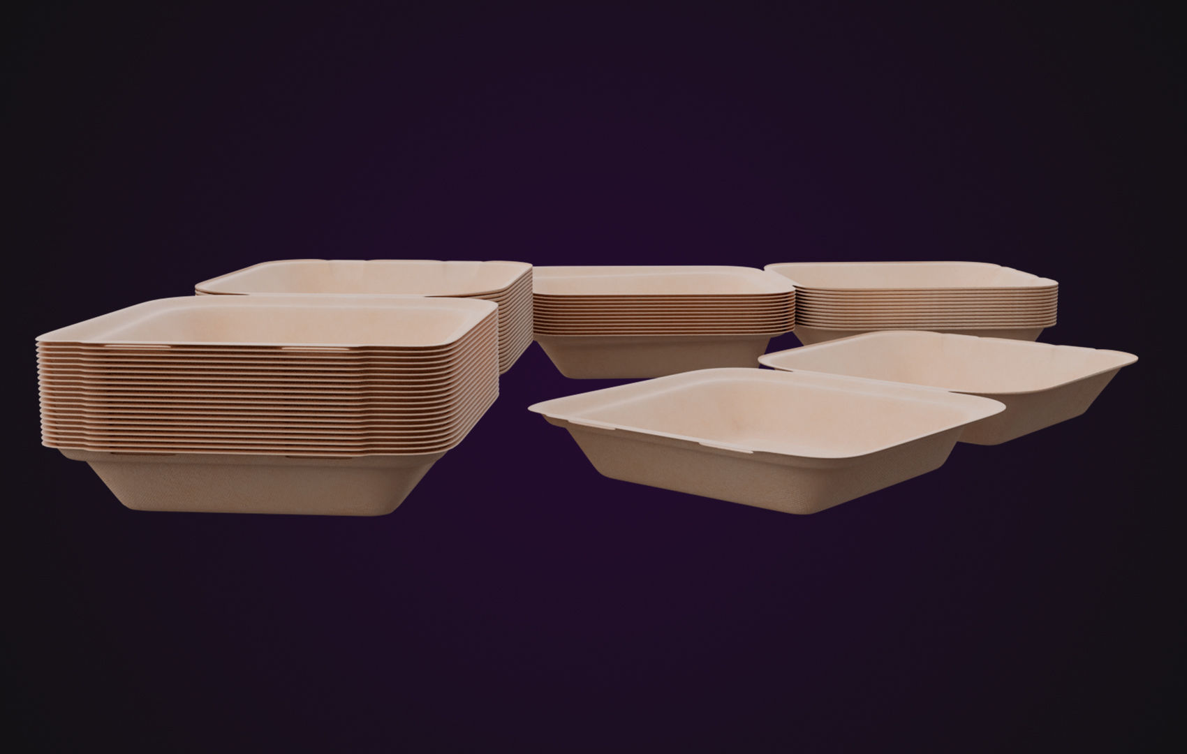 Cardboard paper - Disposable Container 3D model_2