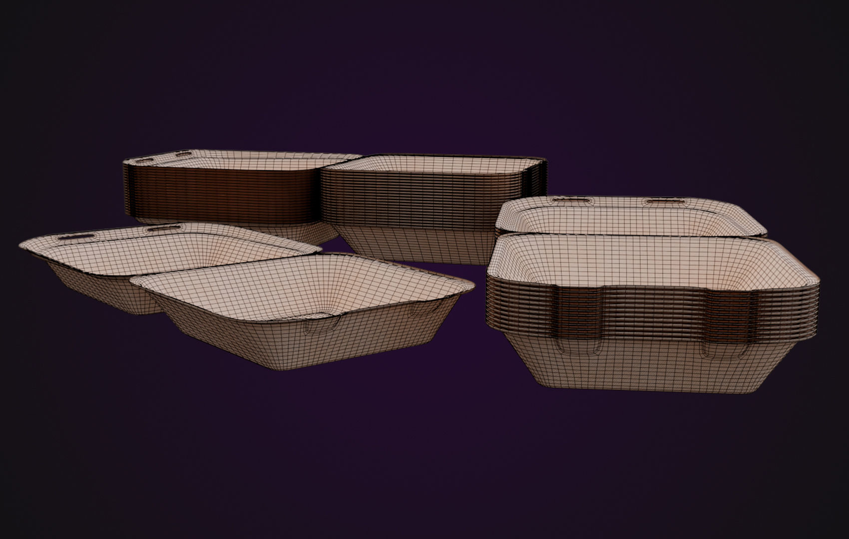Cardboard paper - Disposable Container 3D model_24