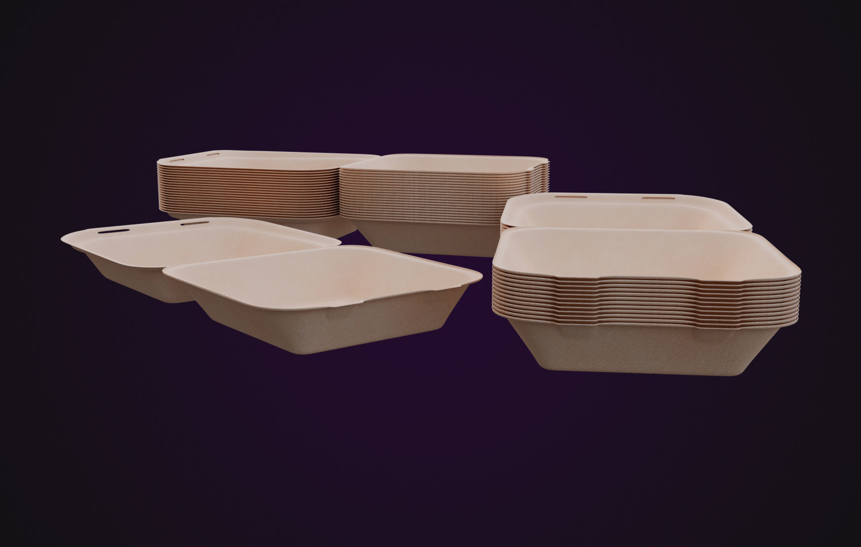 Cardboard paper - Disposable Container 3D model_4