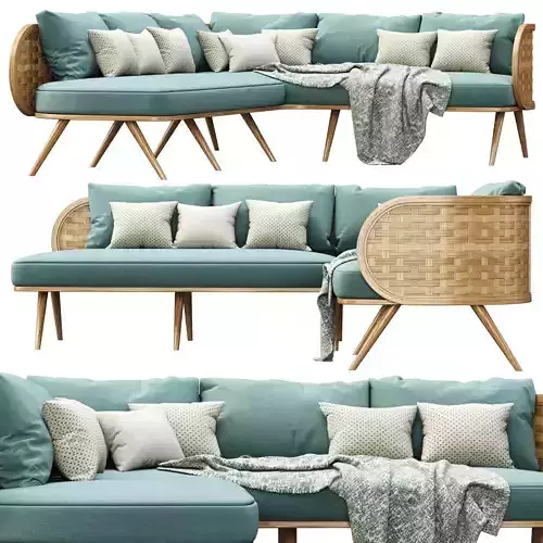 Victoria wooden rattan corner sofa XY40 