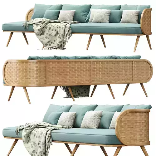 Victoria large wooden rattan sofa XY40 