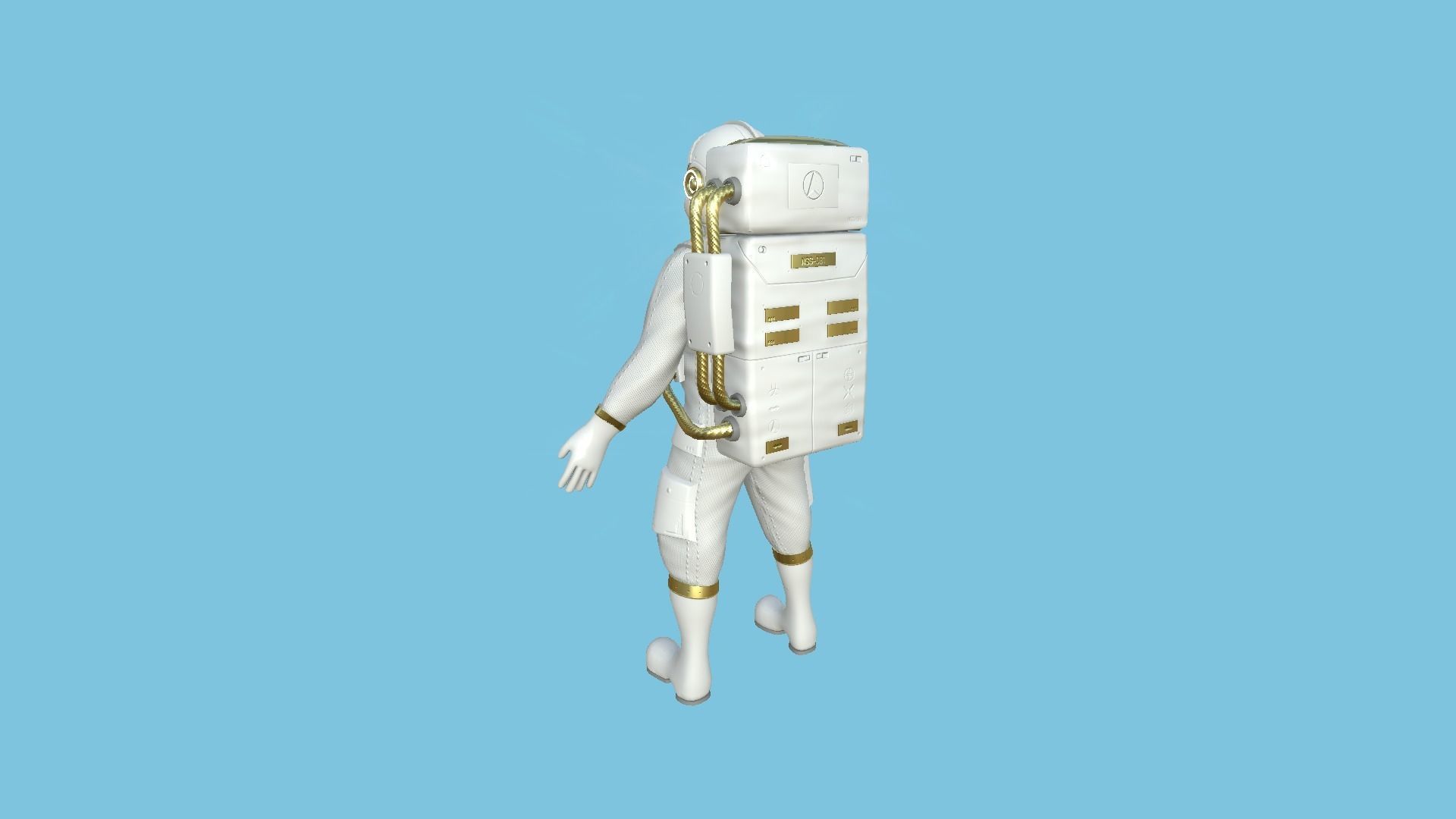 Astronaut Outfit 07 - White Gold - Character Design Fashion Low-poly 3D model_2