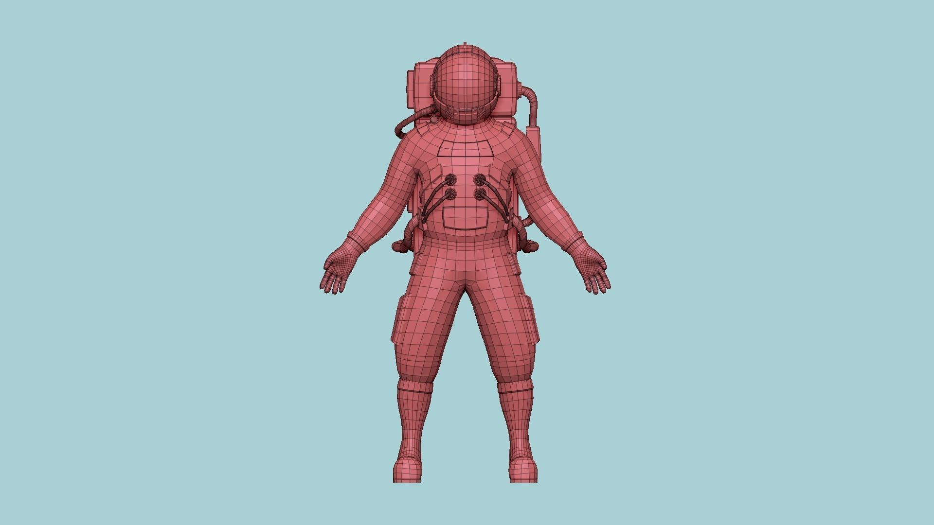 Astronaut Outfit 07 - White Gold - Character Design Fashion Low-poly 3D model_8
